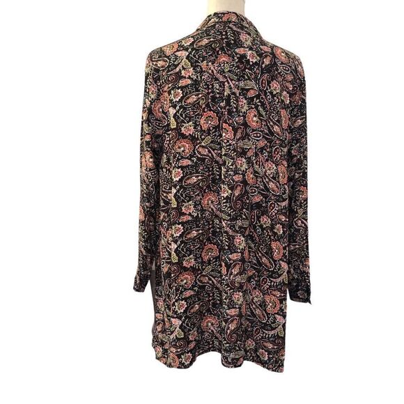 J Jill Dark Floral Paisley Button Front Tunic Top With Pockets Size Large - Picture 4 of 11